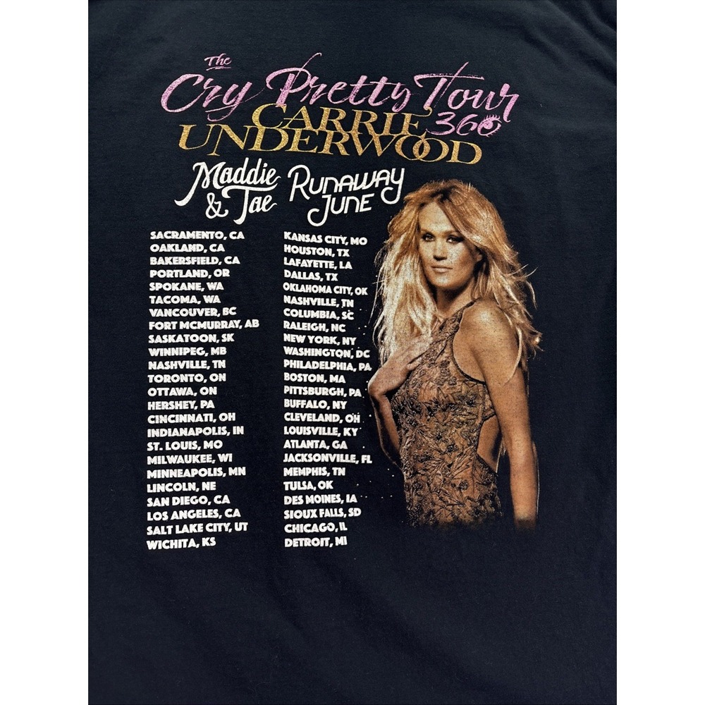 Carrie Underwood Cry Pretty Tour 360 black t-shirt Large Women's Double Sided - Picture 8 of 8